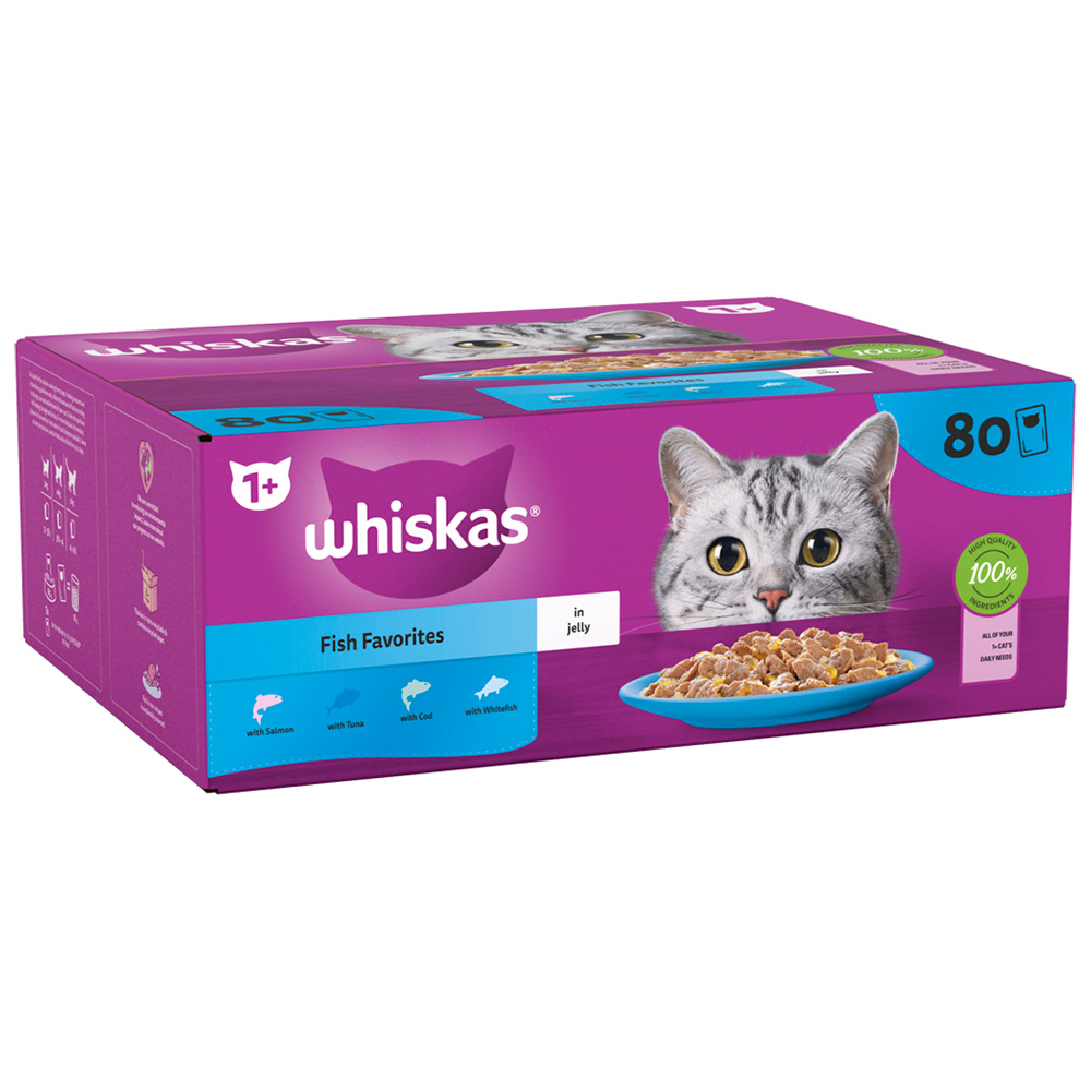 Whiskas Adult Wet Cat Food Pouches Fish Selection in Jelly 80 x 85g Image 2