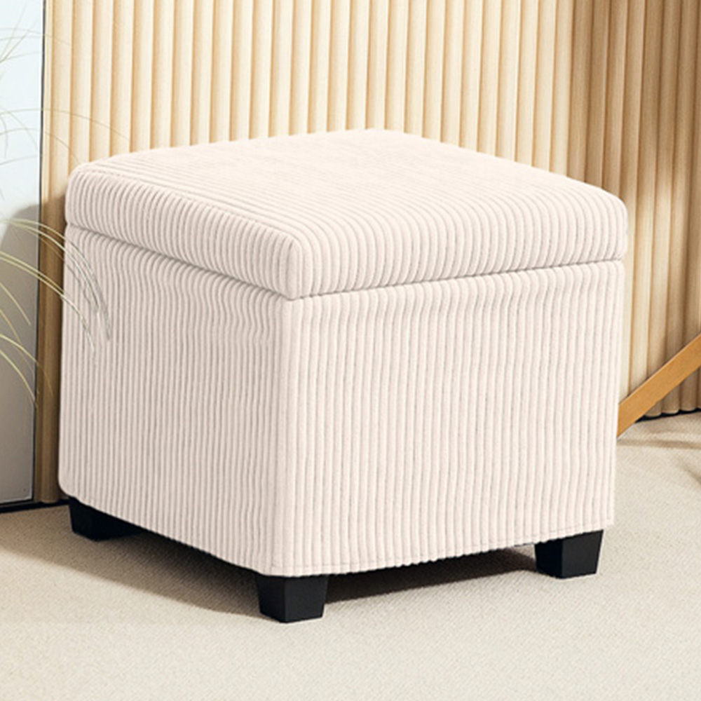 HOMCOM Beige Ottoman Footstool with Removable Lid Image 1