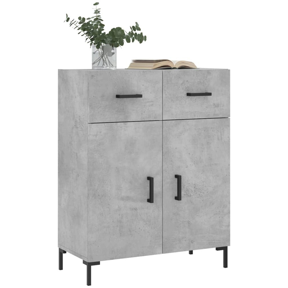 vidaXL 2 Door 2 Drawer Concrete Grey Wooden Sideboard Image 3