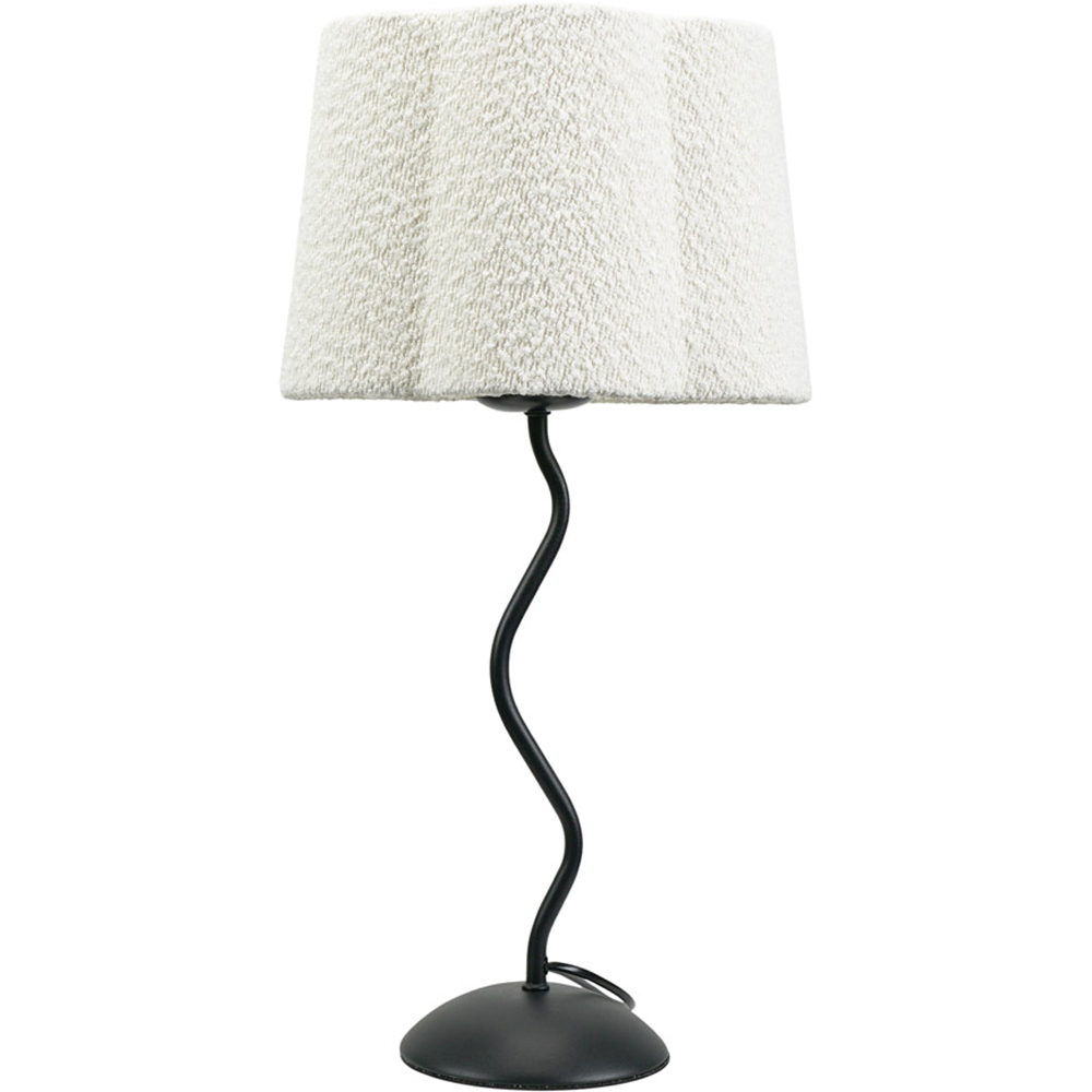 ValueLights Wiggle Cream Boucle Scallop Shade Black Metal Stem LED Table Lamp Image 1