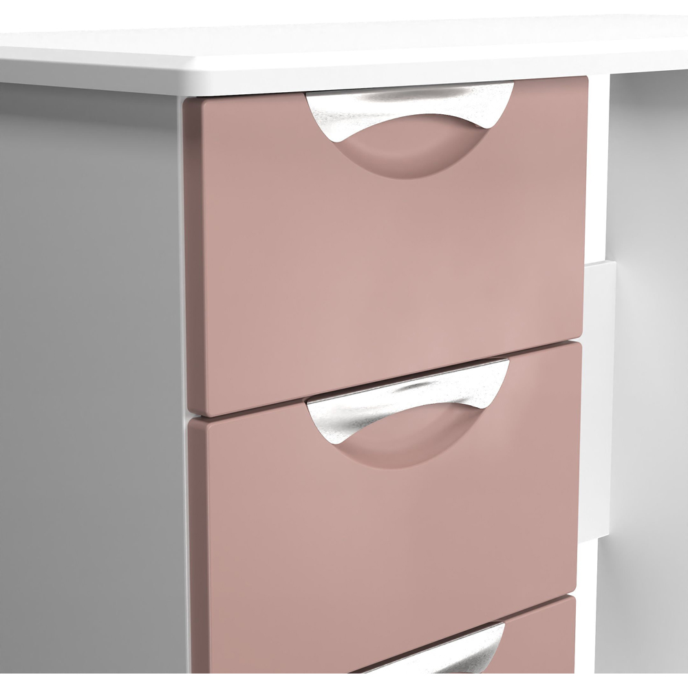 Crowndale Camden 3 Drawer Kobe Pink and White Vanity Dressing Table Ready Assembled Image 5