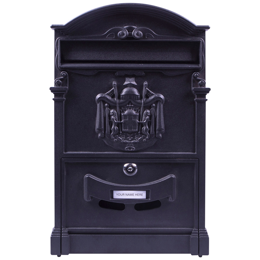 St Helens Black Locking Mounted Letter Box Image 4