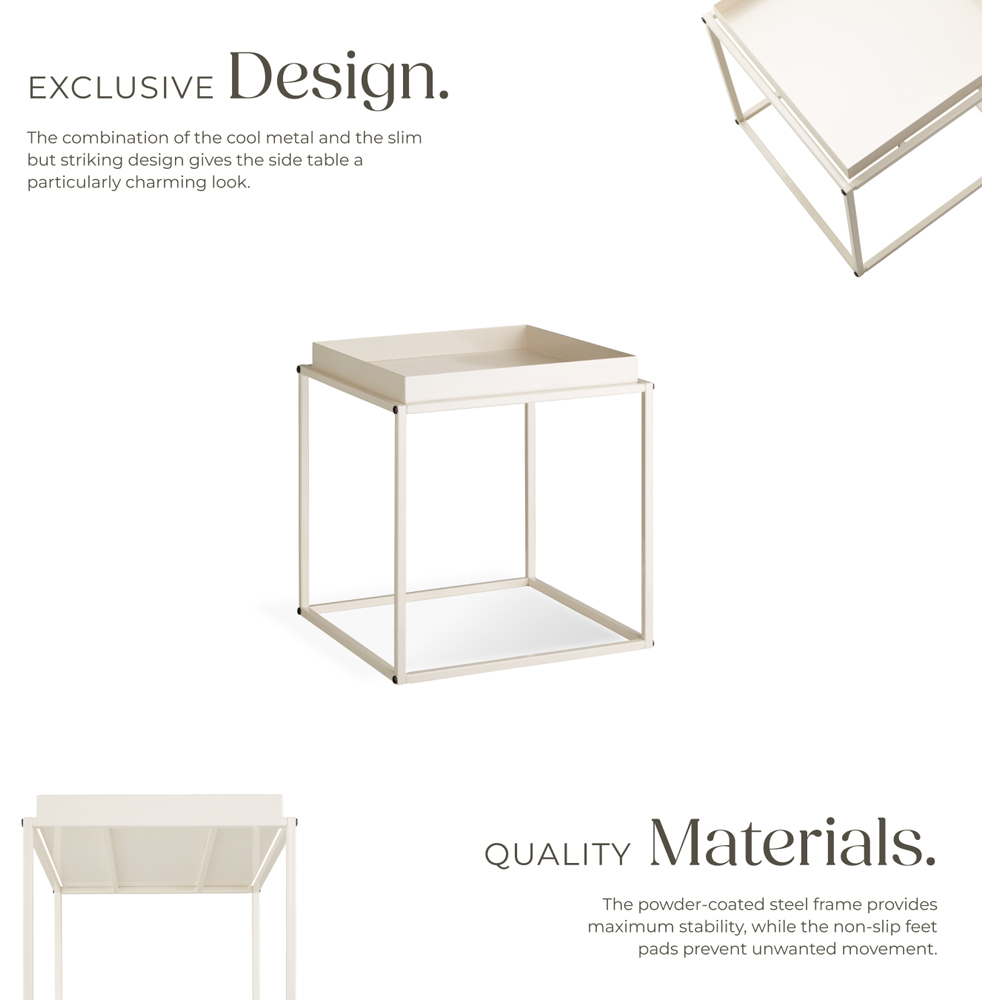tectake Cambridge Single Shelf Cream Bedside Table Image 4