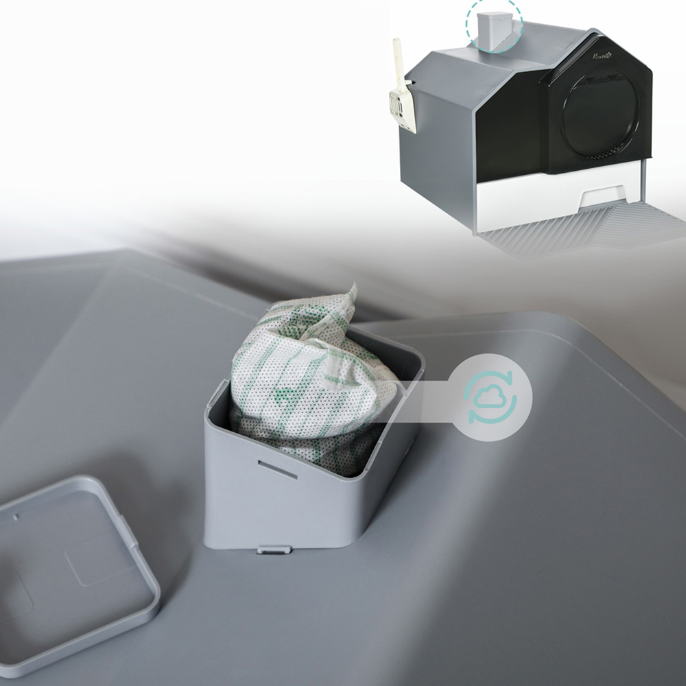 PawHut Grey Hut-Syle Cat Litter Box 47 x 45 x 42cm Image 3
