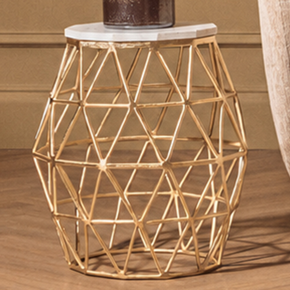Premier Housewares Templar Aluminium and Stone Side Table Image 1