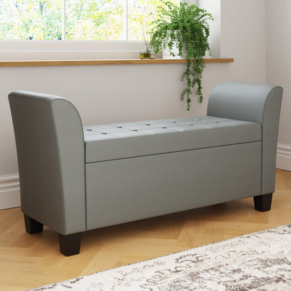 GFW Verona Grey Faux Leather Window Seat Image 1