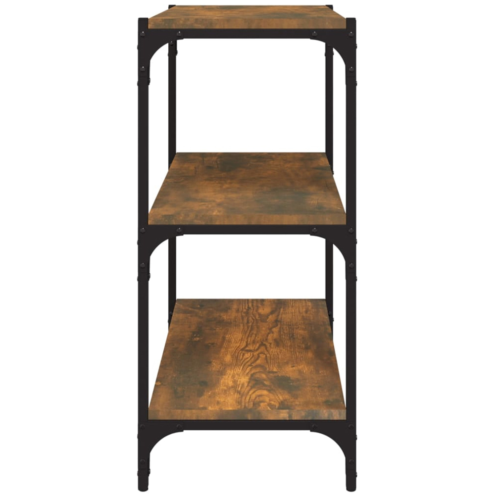 vidaXL 3 Shelf Smoked Oak Processed Wood and Steel Bookcase Image 3