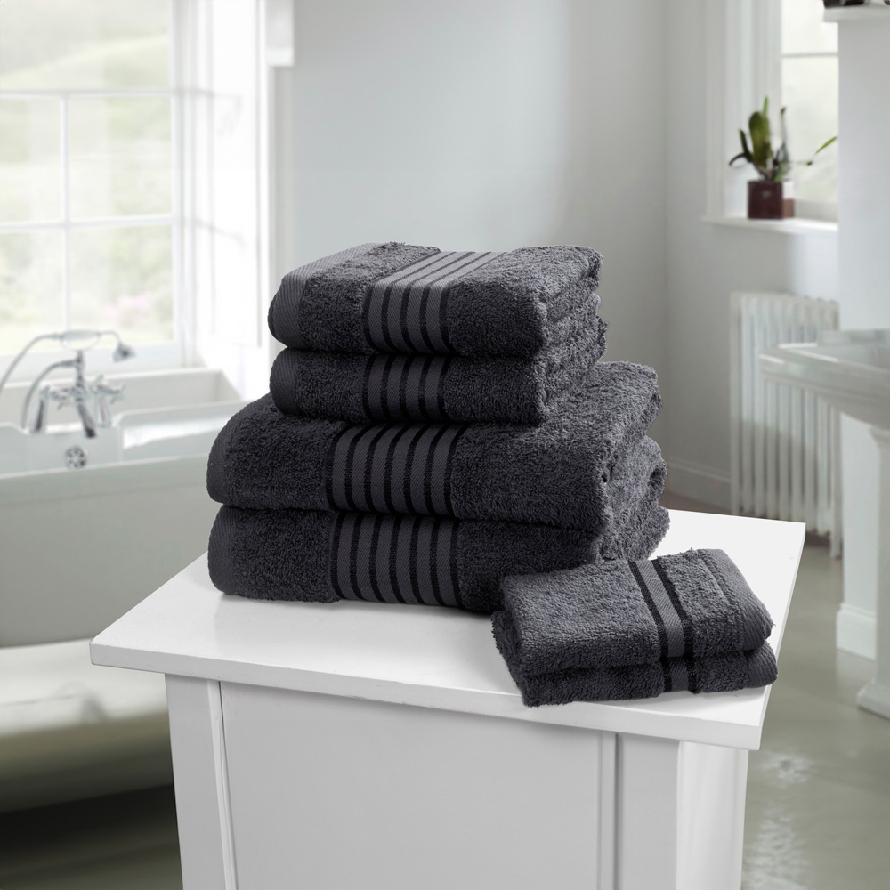Rapport Home Windsor Pure Cotton Grey Towel Bundle Set of 6 Image 2