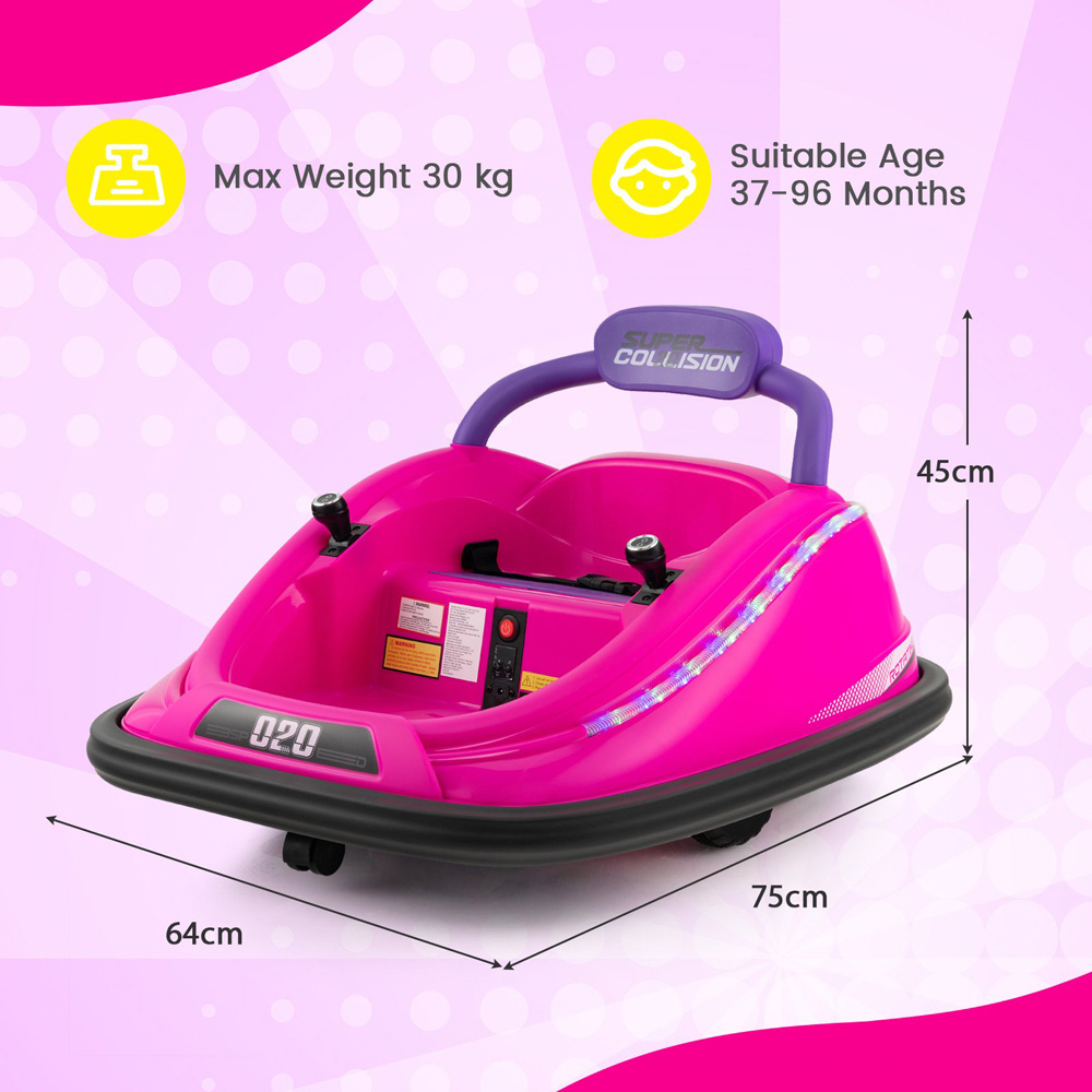 Costway Kids Pink Electric Bumper Car with Spin and Remote Control Image 8