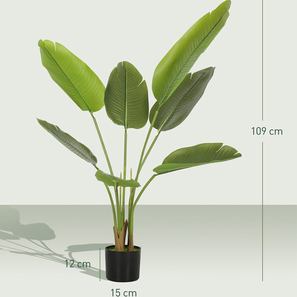 HOMCOM Green Bird of Paradise Artificial Plant Pot with Flocking 109cm Image 9