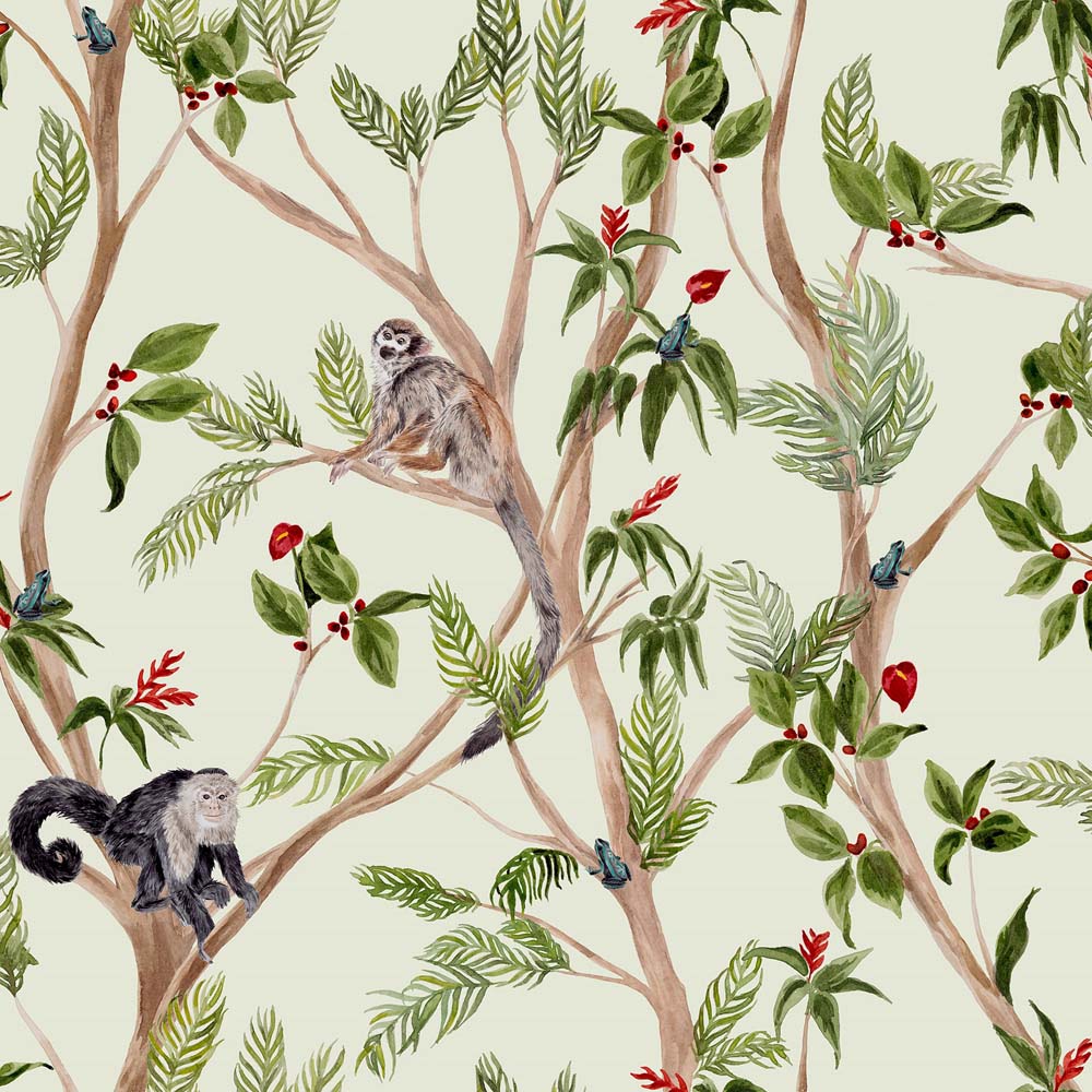 Arthouse Tropical Monkey Multicolour Wallpaper Image 1