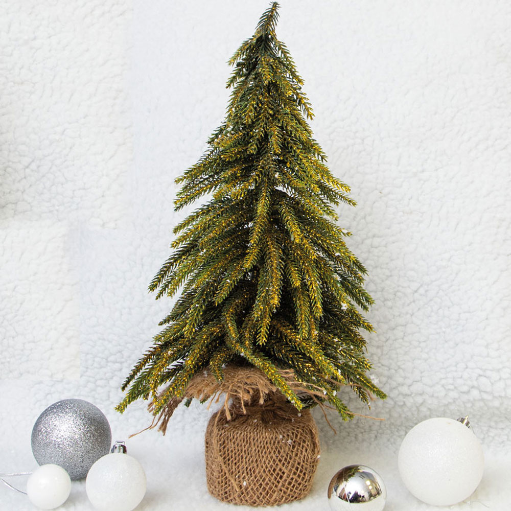 St Helens 35cm Green Gold Finish Mini Christmas Tree Image 4