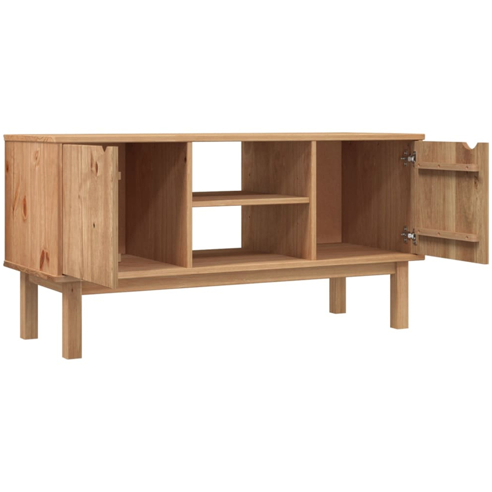 vidaXL Otta 2 Door 2 Shelf Brown Solid Pine Wood TV Cabinet Image 4
