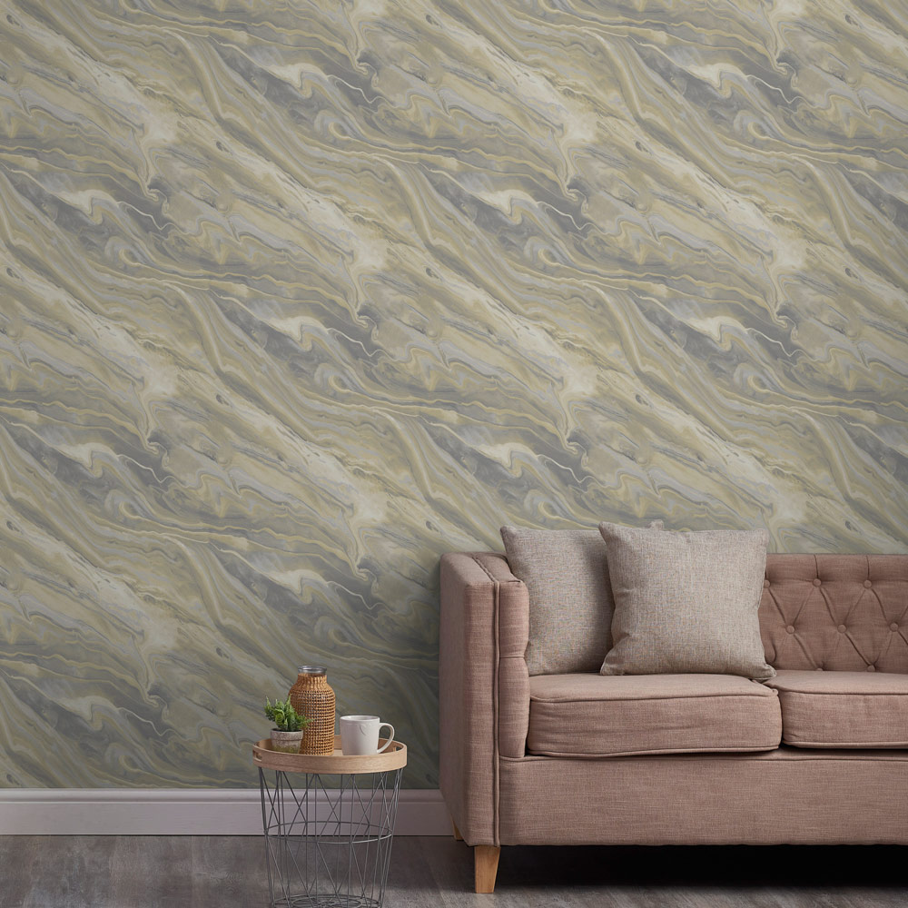 Grandeco Italian Marble Neutral Grey Metallic Wallpaper by Paul Moneypenny Image 3