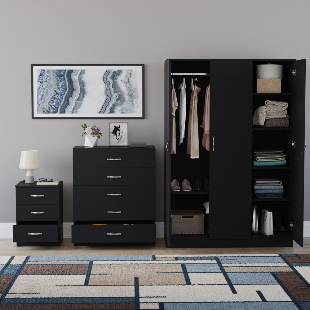 VIDA DESIGNS Riano Black 3 Piece Bedroom Furniture Set Image 3