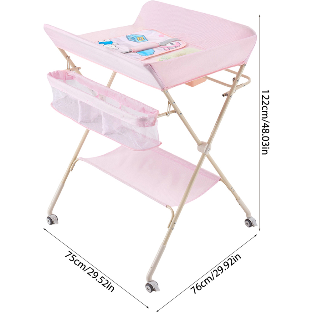 H&O Direct Folding Baby Diaper Changing Station with Wheels Image 7