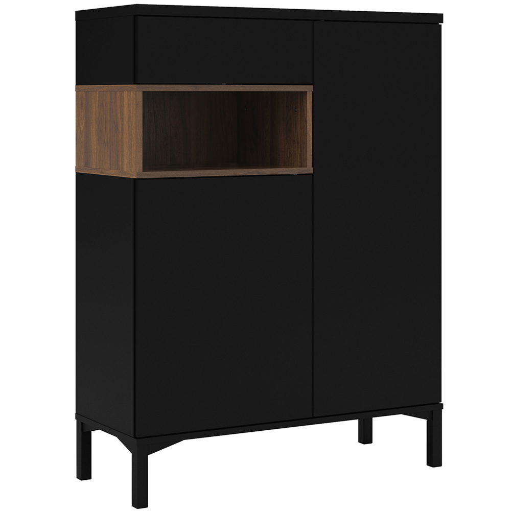 Florence Roomers 2 Door Single Drawer Single Shelf Black and Walnut Sideboard Image 3