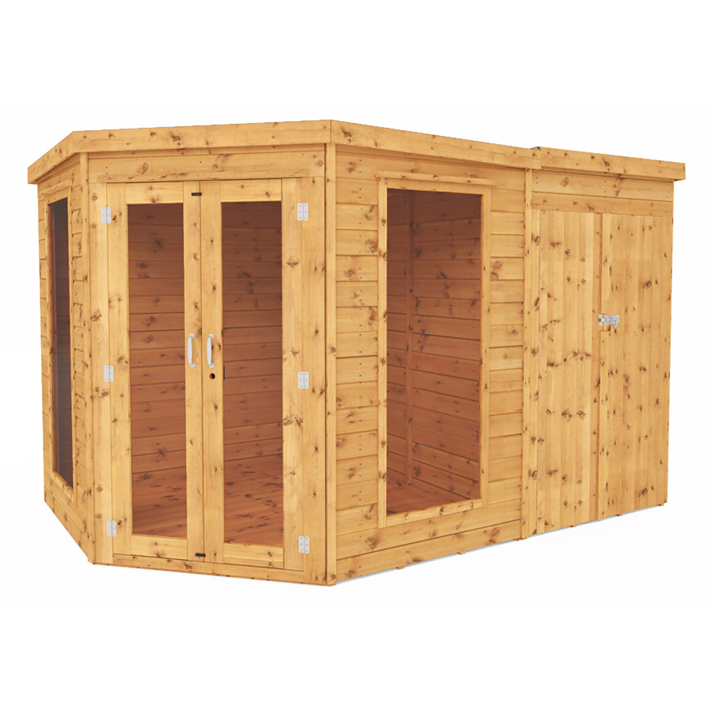 Mercia 7 x 7ft Double Door Shiplap Corner Summerhouse with Side Shed Image 1