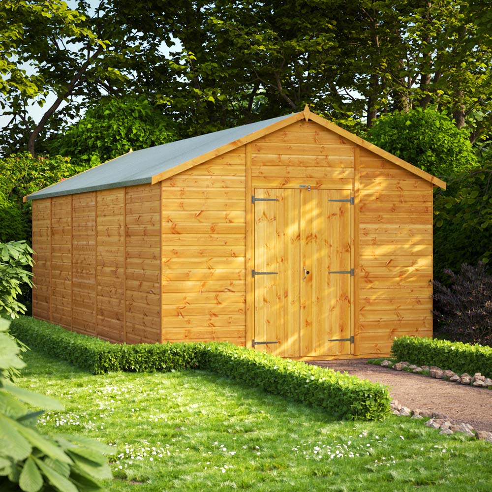 Power Sheds 20 x 10ft Double Door Apex Wooden Shed Image 2