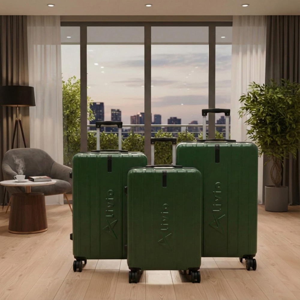 Alivio Set of 3 Green Hard Shell Luggage Suitcase Image 2