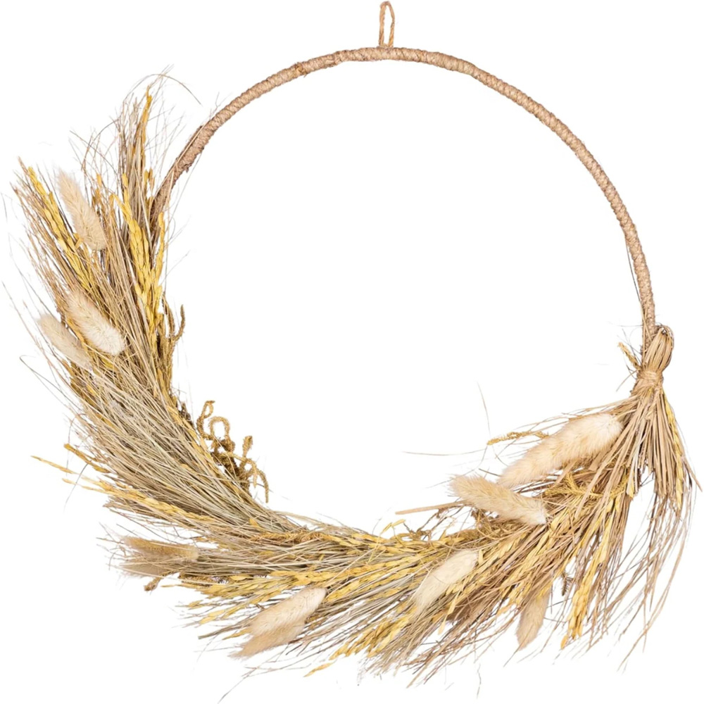Marco Paul Natural Autumnal Harvest Pampas Artificial Wreath 2 Pack Image 2