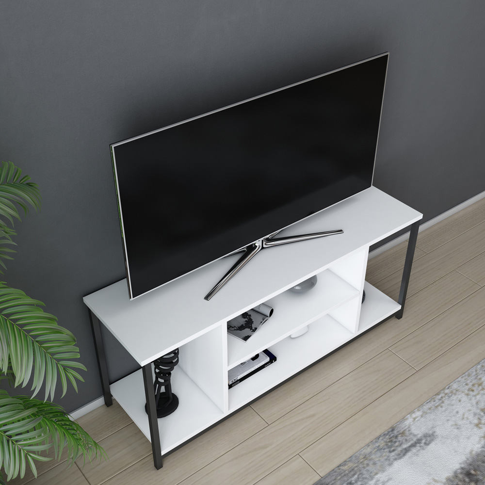 Decorotika Rinaldo 4 Open Shelf Black and White Wide TV Unit Image 3
