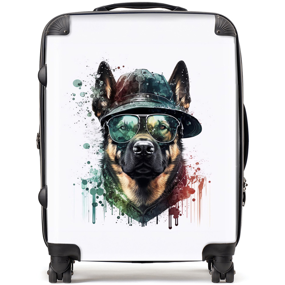 Warren Reed Designer Large Splashart German Shepherd Suitcase Image 1