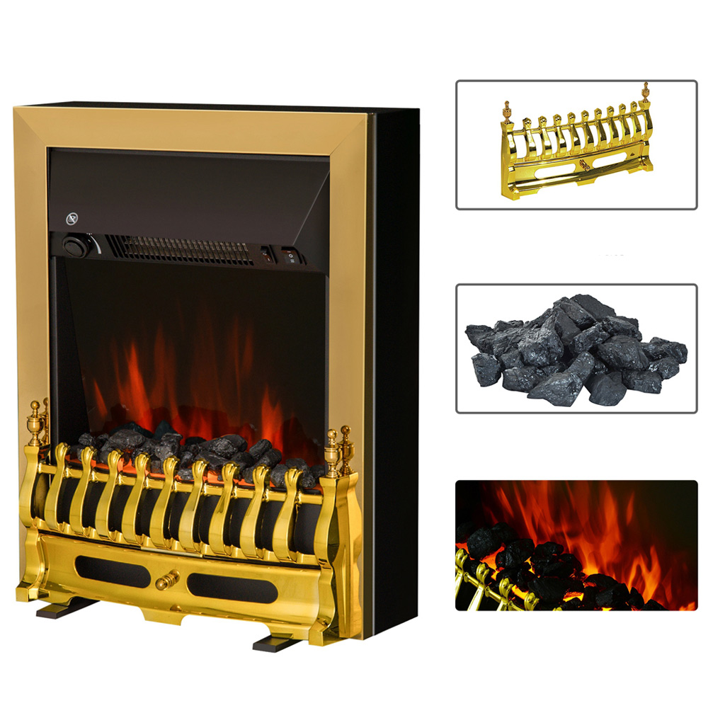 HOMCOM Ava Coal Burning Effect Electric Fireplace Heater Image 3