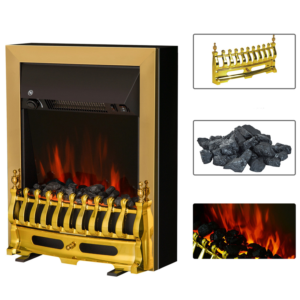 HOMCOM Ava Black Coal Burning Effect Electric Fireplace Heater 2000W Image 3