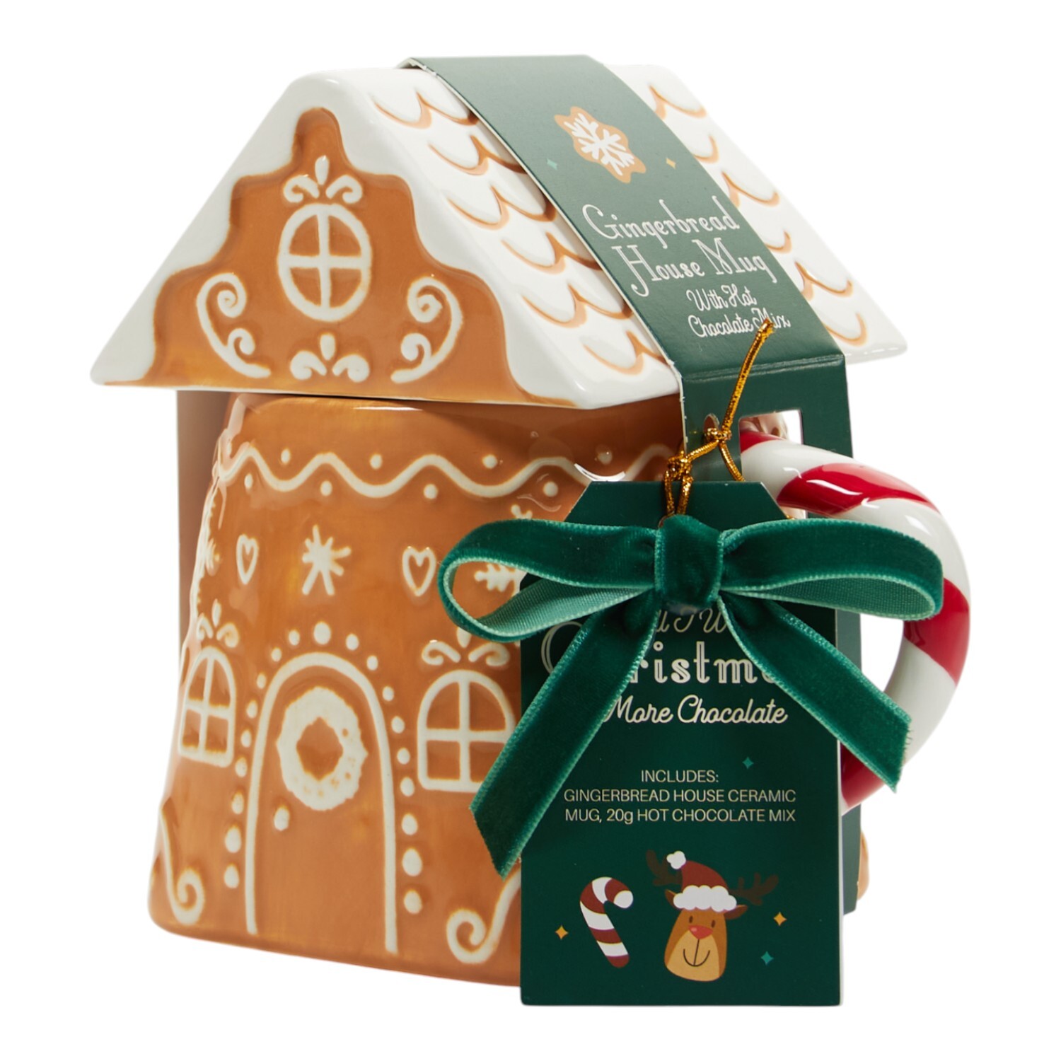 Christmas Gingerbread House Ceramic Mug with Hot Chocolate Mix Image 2