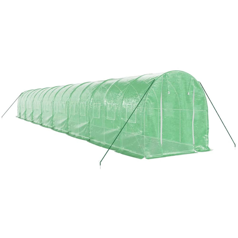 vidaXL Green Polyethylene Galvanised Steel Frame 52.4 x 6.5ft Greenhouse Image 2