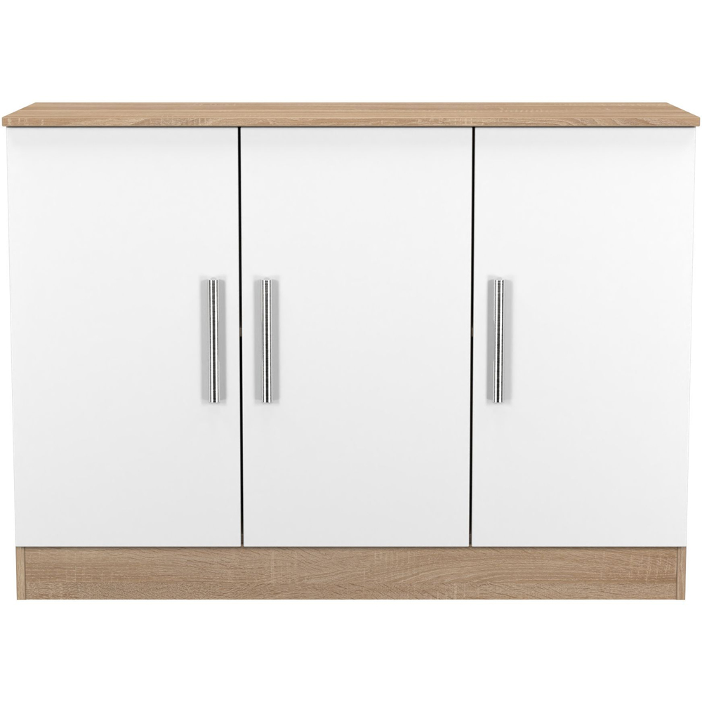 Crowndale Contrast 3 Door White Matt and Bardolino Oak Sideboard Ready Assembled Image 7