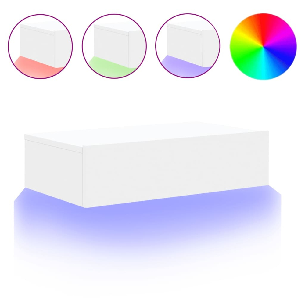 vidaXL Single Drawer White LED TV Cabinet Image 9