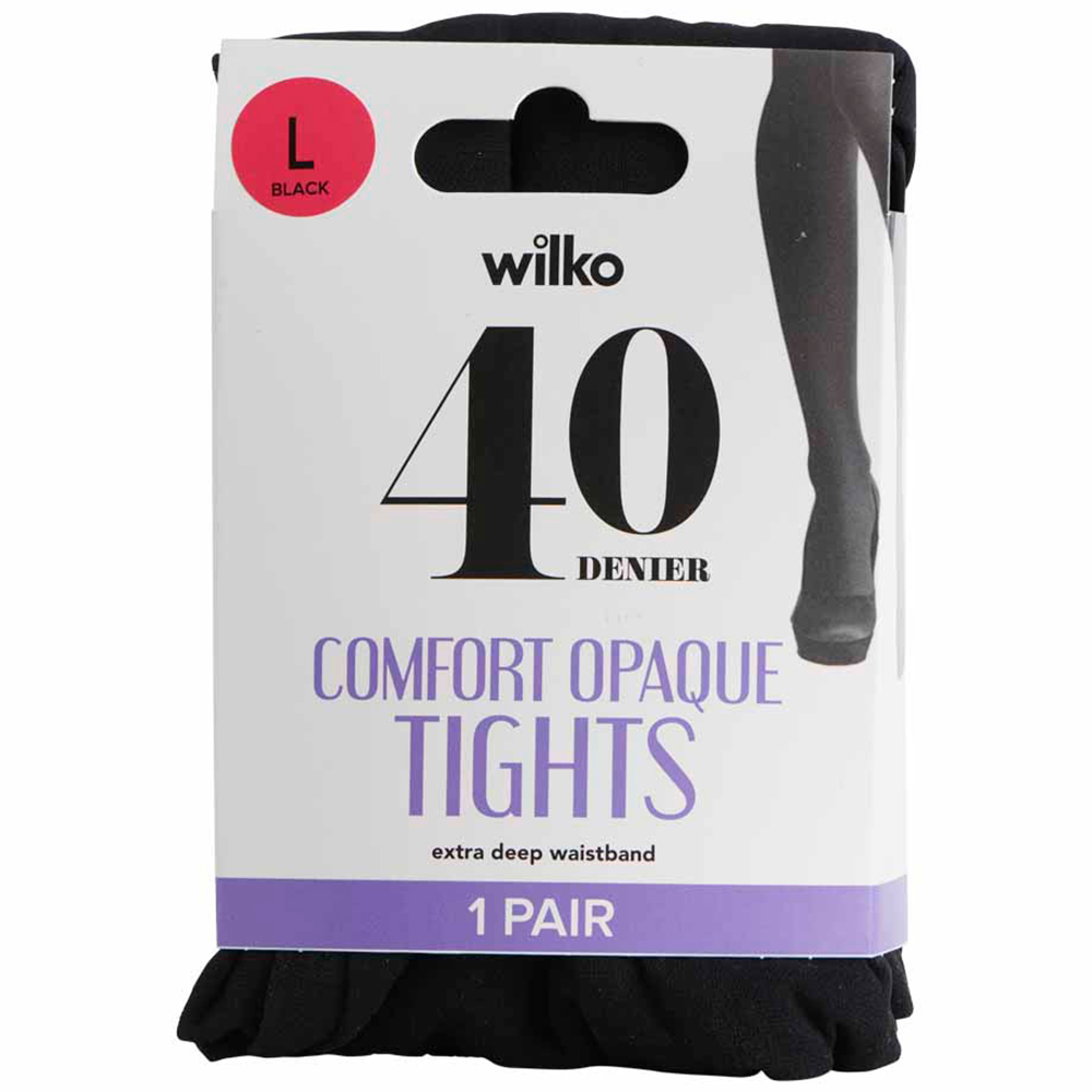 Wilko Black Waitband Tights 40 Den M/L Image 2