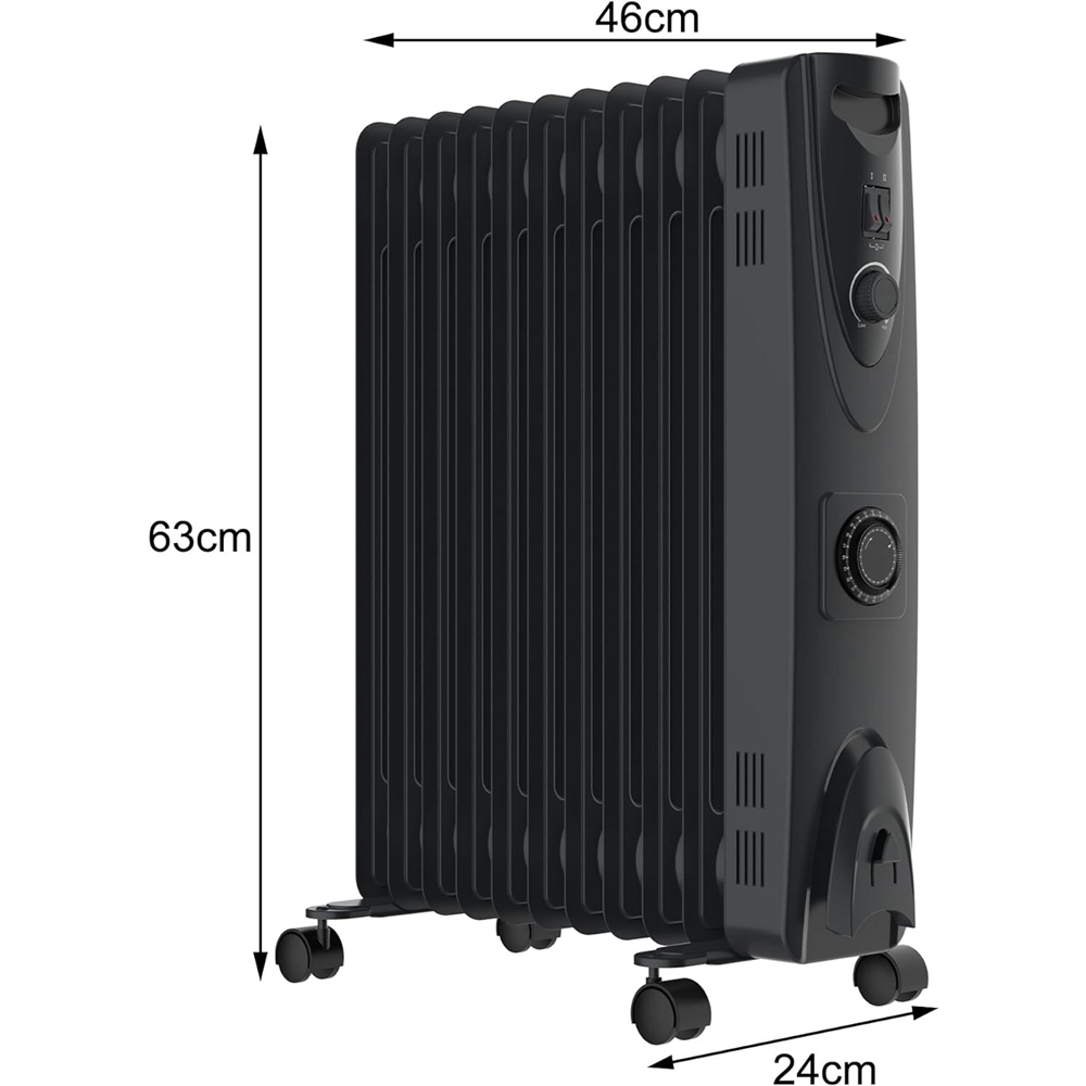 Mylek Black Oil Filled Heater with Timer 2500W Image 6