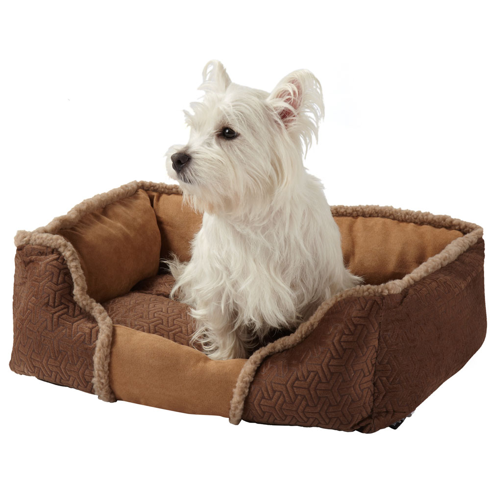 Bunty Kensington Medium Brown Fleece Fur Cushion Dog Bed Image 3