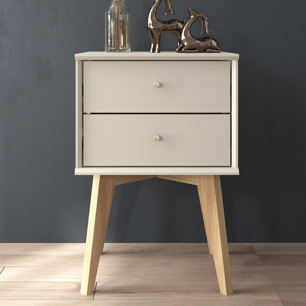GFW Buckfast 2 Drawer White Side Table Image 1