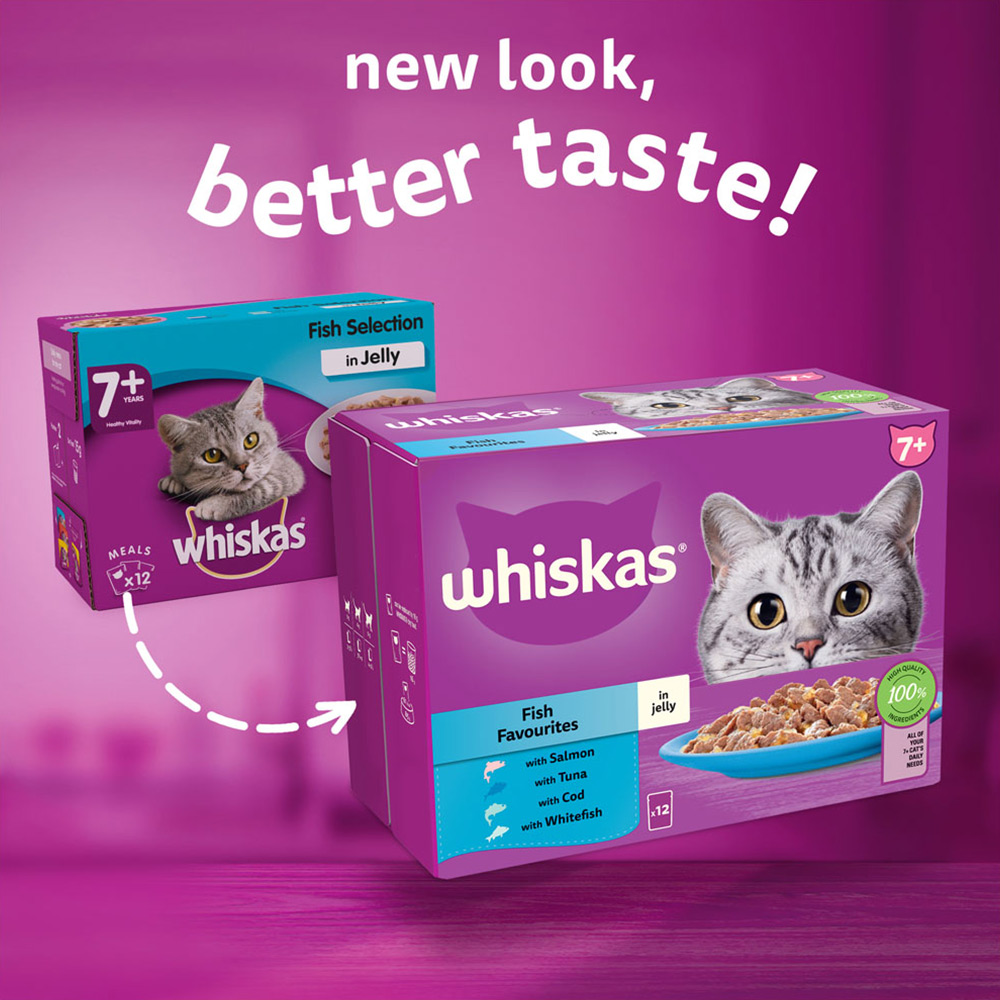 Whiskas Fish Selection in Jelly Senior Wet Cat Food Pouches 85g Case of 4 x 12 Pack Image 9