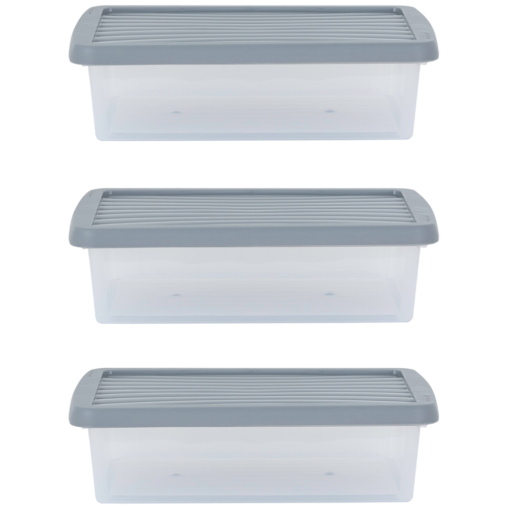 Wham 8L Stackable Plastic and Clear Storage Box and Lid 3 Pack Image 1