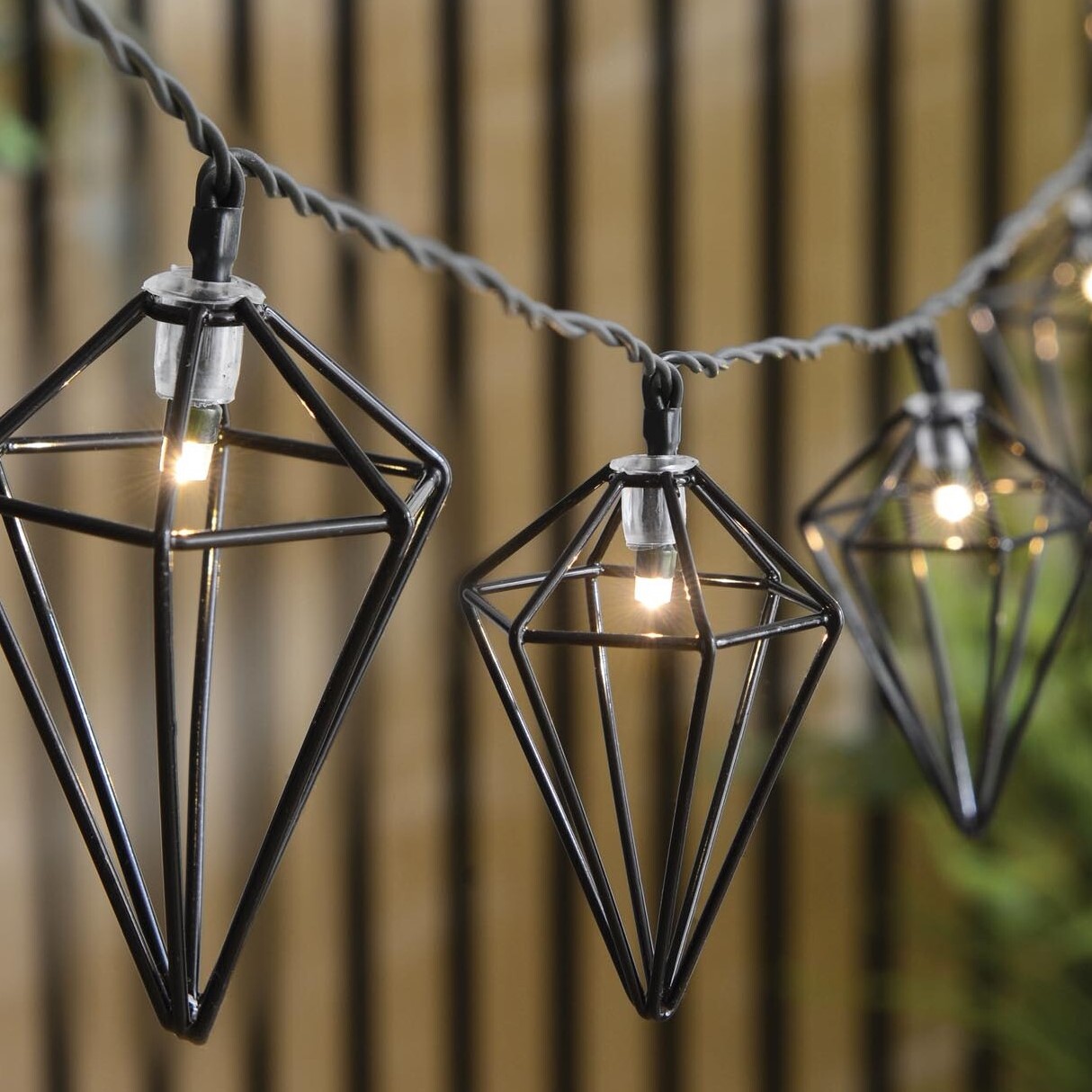 Diamond Solar String Lights - Black Image 1