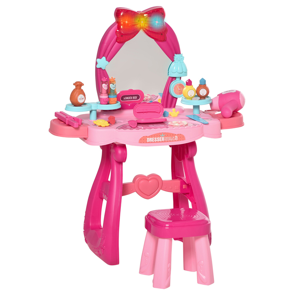 HOMCOM Kids Princess Design Dressing Table Play Set Image 1