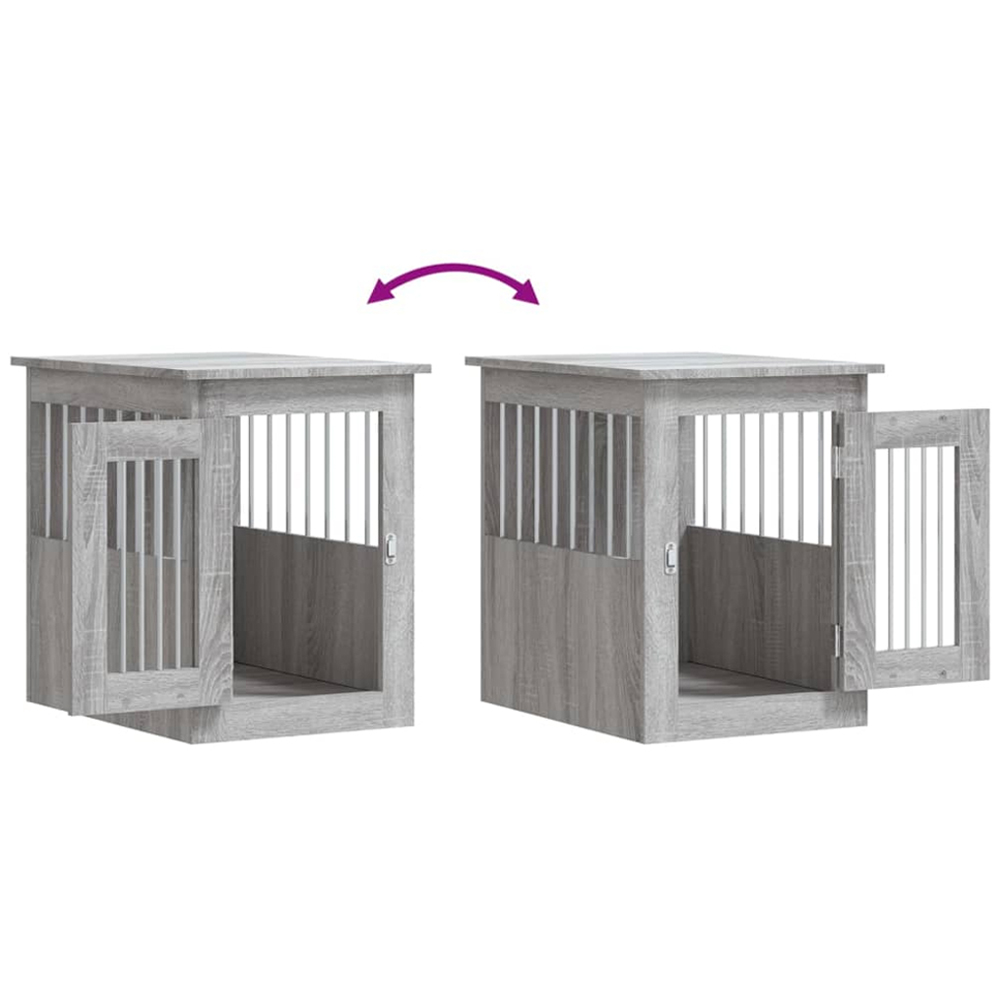vidaXL Grey Sonoma Engineered Wood Dog Crate Furniture 59 x 45 x 62cm Image 9