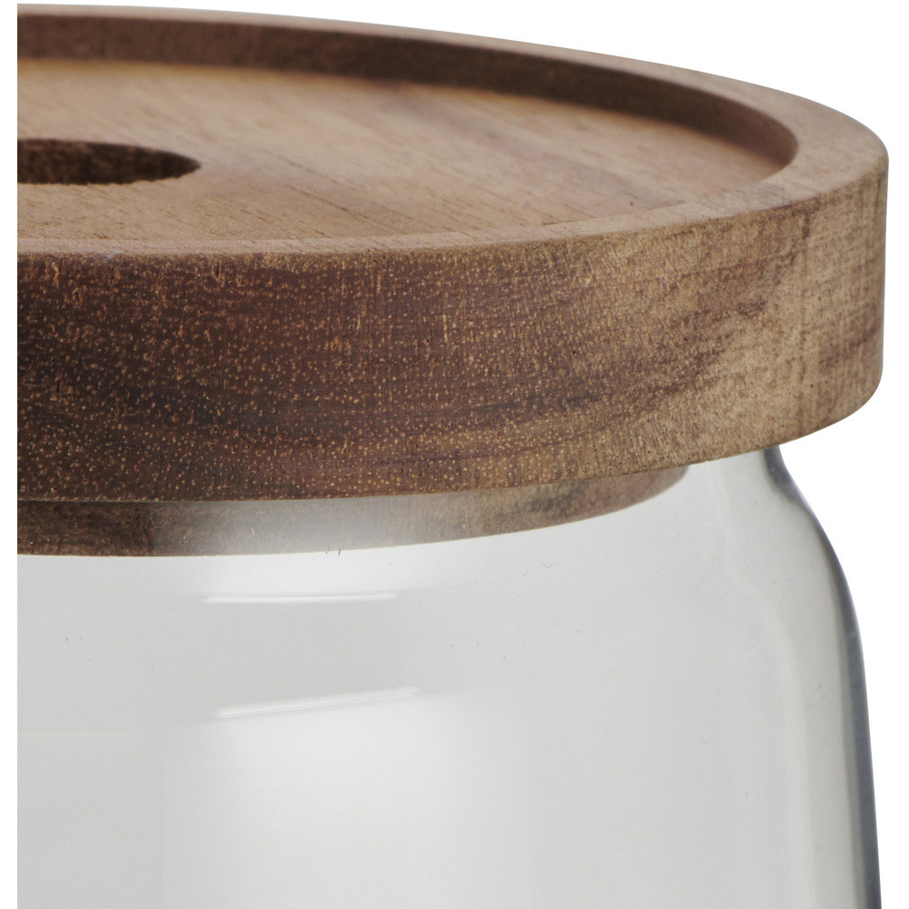 Wilko 860ml Acacia Wood Lid Glass Jar Image 3