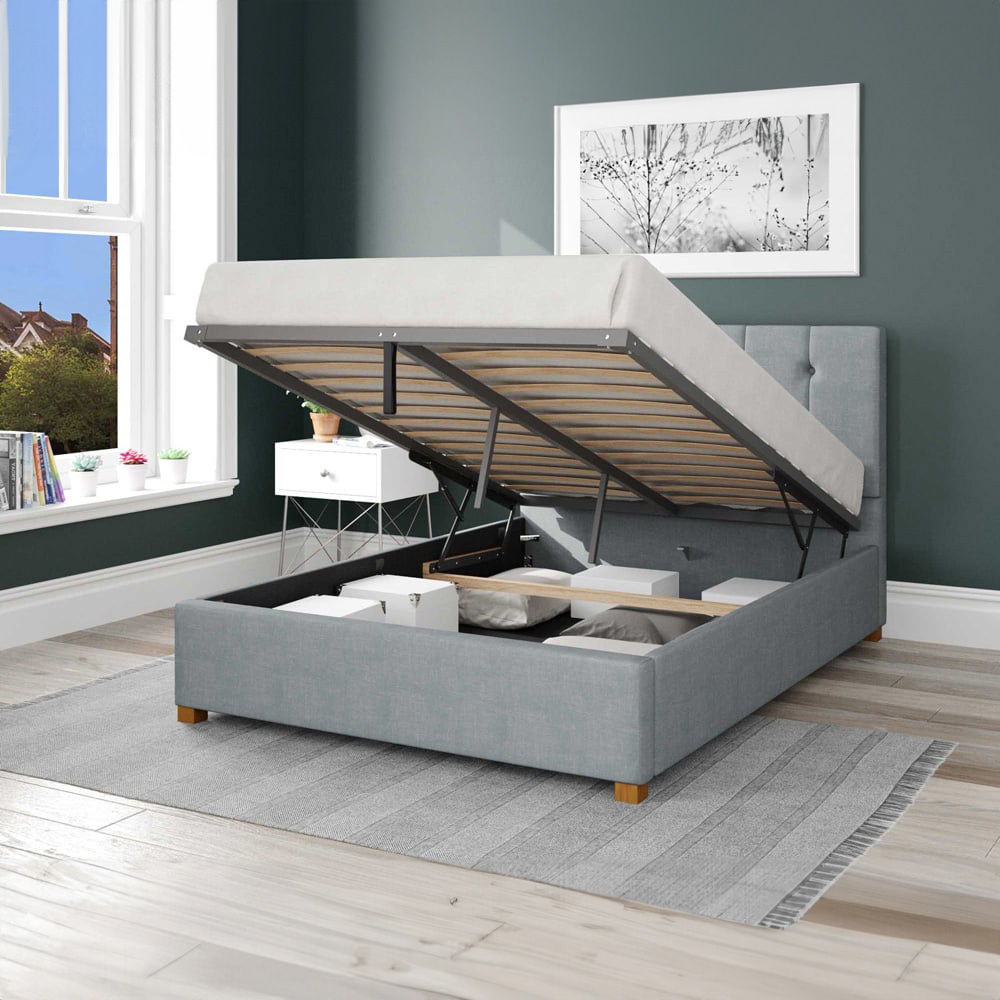 Aspire Hepburn Small Double Sky Malham Weave Ottoman Bed Image 2