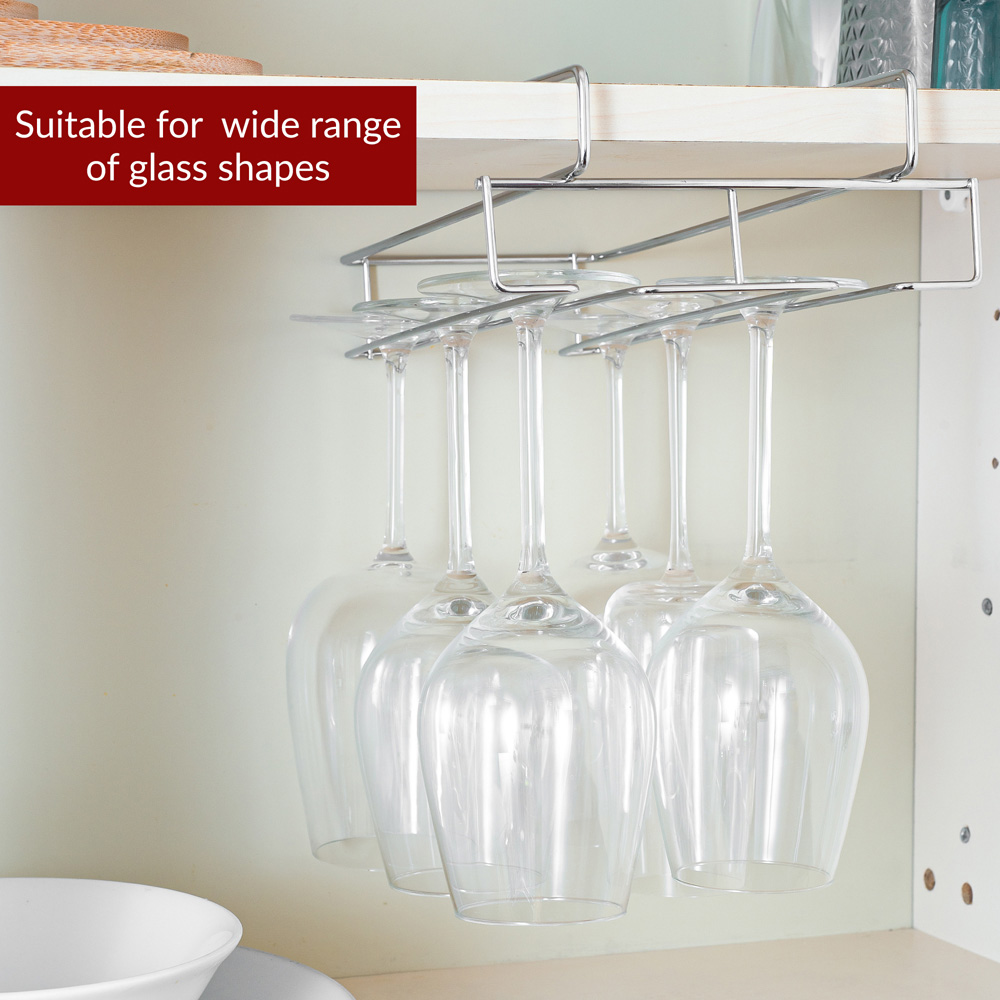Innoteck Essentials Kitchen Under Cabinet Wine Glass Holder Image 3