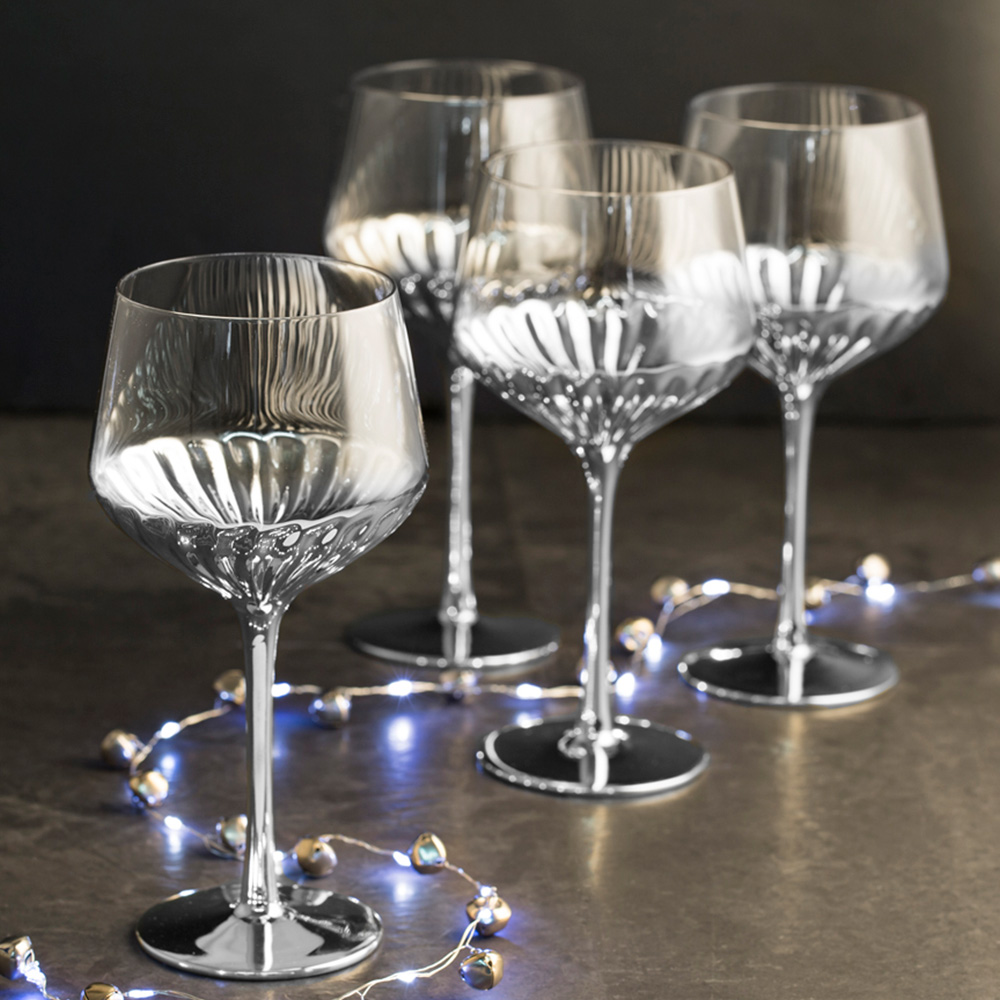 Waterside Glam Silver 4 Piece Wine Glasses Image 2