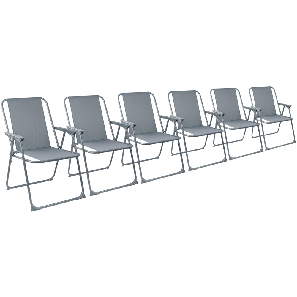 Harbour Housewares Grey Metal Foldable Beach Chair 6 Pack Image 2