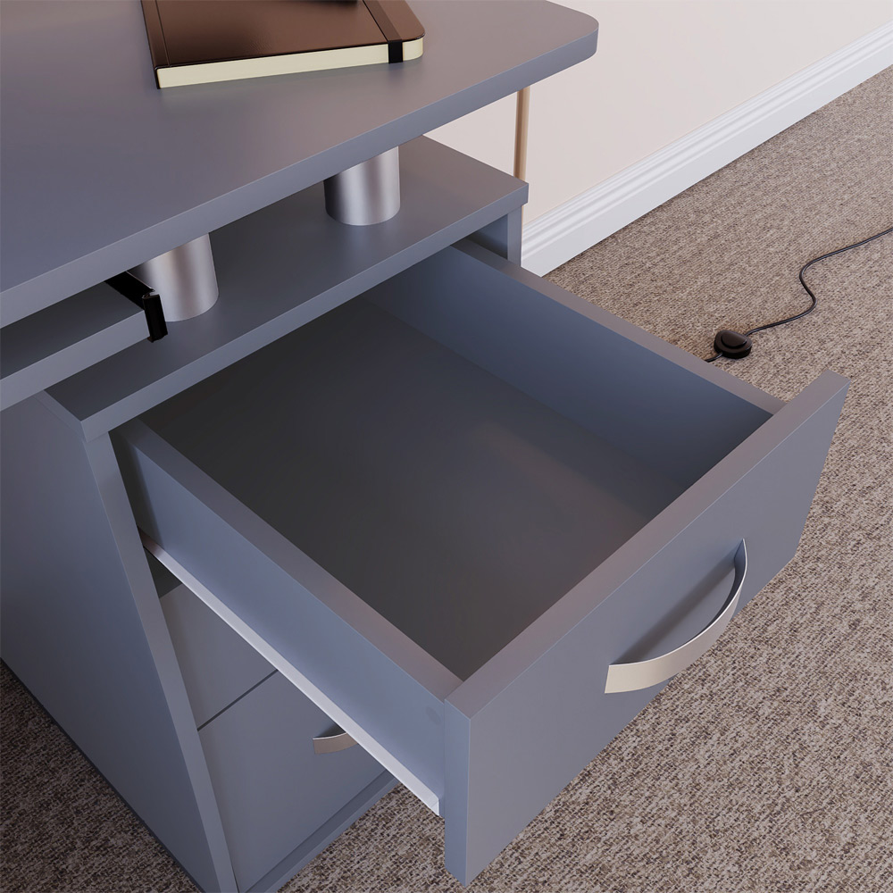 Vida Design Otley 3 Drawer Computer Desk Grey Image 8