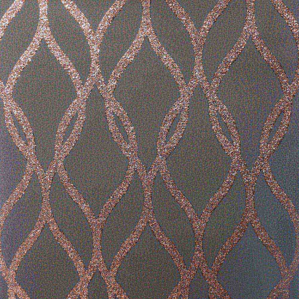 Arthouse Sequin Trellis Charcoal and Rose Gold Wallpaper Image 1