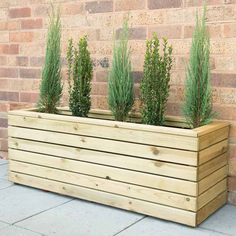 Forest Garden Timber Outdoor Long Linear Planter 120 x 40cm Image 1